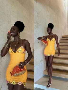 Majorelle Cal Embellished Mini Dress in Sherbert Orange Size Small NEW! NWT!